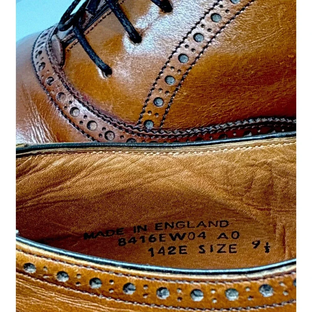 Barker tan leather derby brogue lace up shoes mens size 9.5 made in England